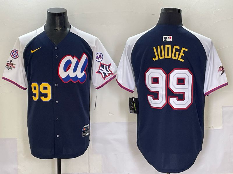 Men 2025 New York Yankees #99 Judge Drak Blue white All star Nike MLB Jersey style 58->youth mlb jersey->Youth Jersey